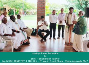 Thanks Giving For Award by Sri K T Sivanandan Vaidyar ji